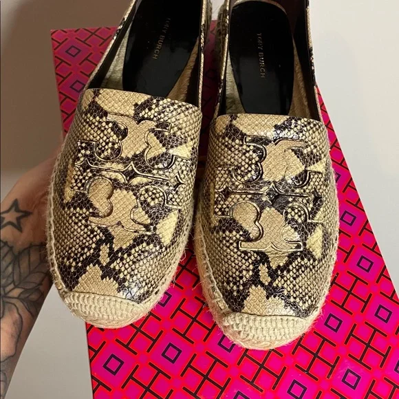 Tory Burch | Women’s Ines Snake Print Platform Espadrilles Desert Dusk 8.5 - Picture 2 of 7